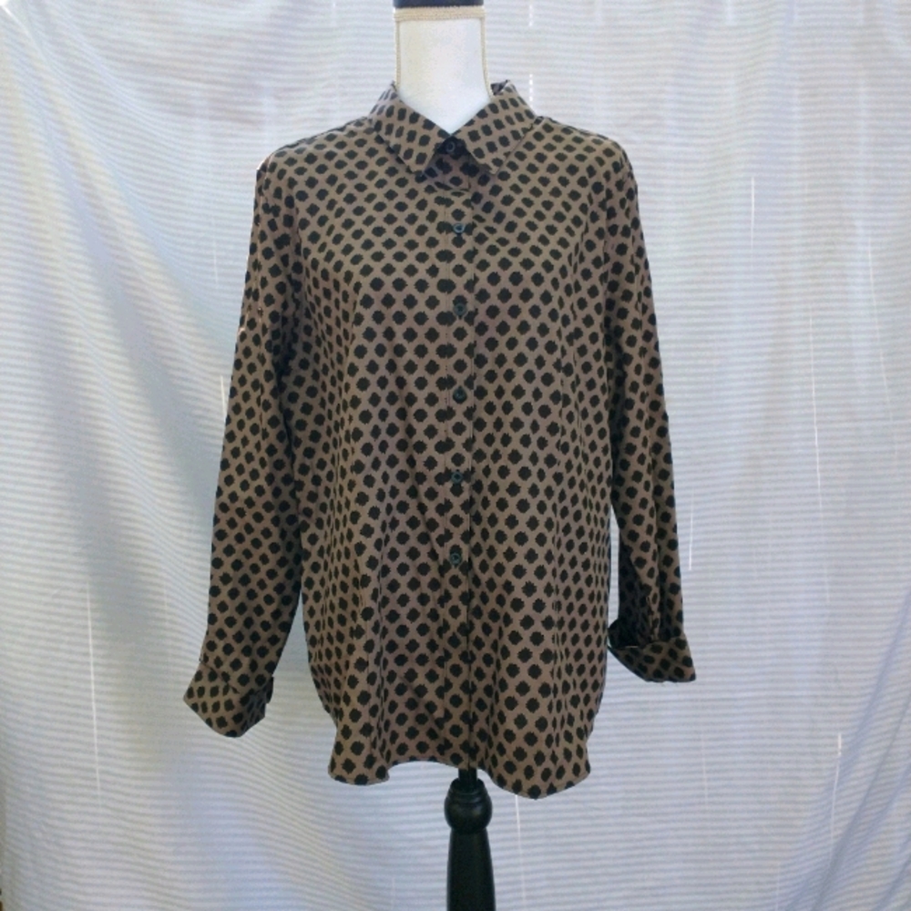 Animal Print Burton Down Shirt 3 XL Chico's NEW